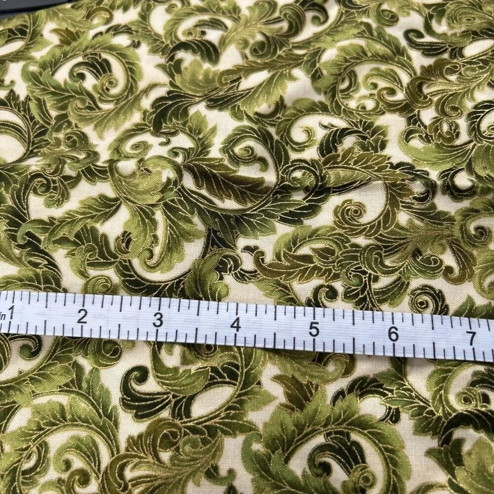 Peggy Toole Robert Kaufman Cotton Quilting Fabric Green Florentine 1/2 Yd X 42
